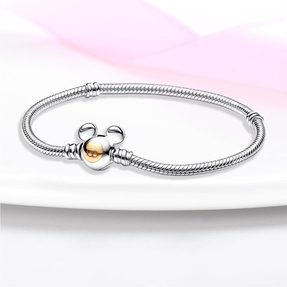 Silver and Gold Mickey Mouse inspired Bracelet 6.7 inches